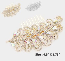Crystal Rhinestone Hair Comb Wedding Bridal Party Cocktail Branch Teardrop Swirl