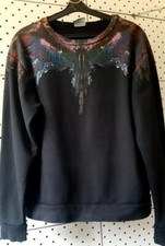 MARCELO BURLON Icon Wings Crewneck Sweatshirt in Black/Multicolor Mens Size Smal