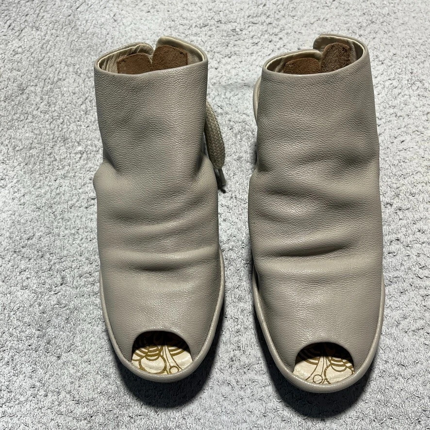 Fly London Taupe Leather Yema Peeptoe Wedge Shoe Tie Womens US 7 EU 38 - Image 2 of 4