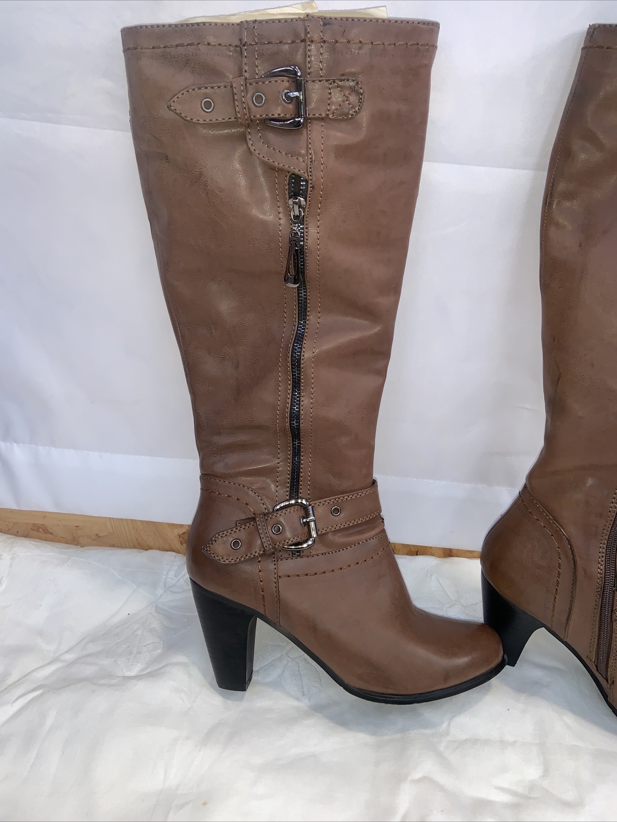 Women’s Knee High Brown Buckle Boots Uk 7 eBay
