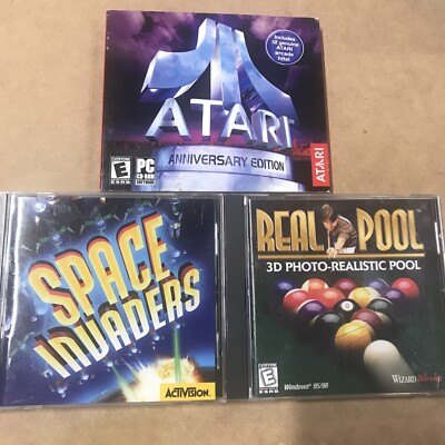 Lot 3 PC Games Real Pool 3D Photo-Realistic Pool Space Invaders Atari A ...