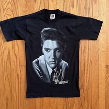 Vintage Elvis Presley 20th Anniversary Black T Shirt Men s S 1997 Single Stitch