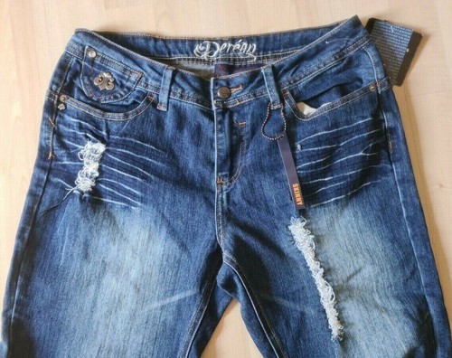 DEREON Jeans Distressed Skinny Leg Medium Wash Denim Size 11/12 Flap Pocket NWT - Picture 5 of 11