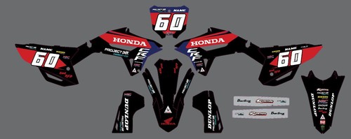 Crf250/Crf450 - OEM LOOK HONDA GRAPHICS KIT COMPLET DÉCALCOMANIES KIT 21mil d'épaisseur