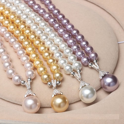 Women Shell beaded Necklace Pendant 8-10mm Earrings Bracelet Jewelry Statement - Picture 14 of 23