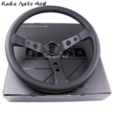 Black Edition Momo Prototipo 350mm Genuine Leather Deep Dish Steering Wheel Black Edition Momo Prototipo 350mm Genuine Leather Deep Dish Steering Wheel