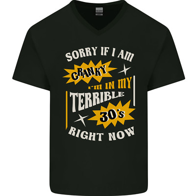 Terrible 30s Funny 30 Year Old Birthday Mens V-Neck Cotton T-Shirt