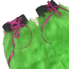 Neon Green Fur Leg Warmers Flared Boot Covers Corset Legwarmers Monster Costume