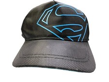Youth Black Superman Adjustable Baseball Cap EUC