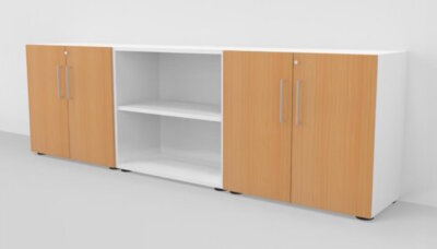 Sideboard Büro Schrankwand VH15 Büroschrank 3tlg. 2 OH 74,8 cm hoch 240 cm breit