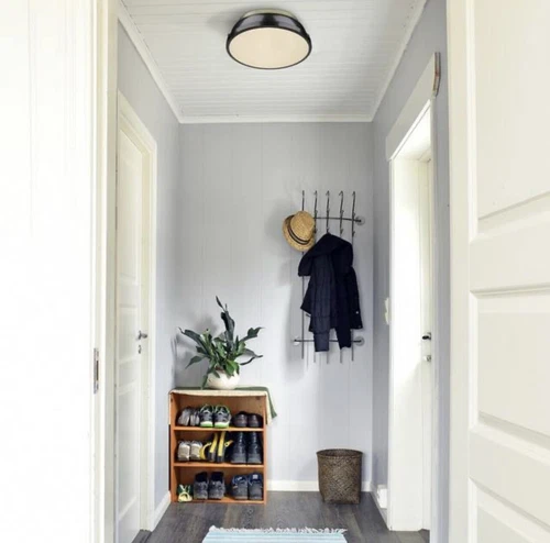  Golden Lighting Duncan 2-Light Aged Brass Flush Mount with Matte Black Shade - Picture 5 of 6