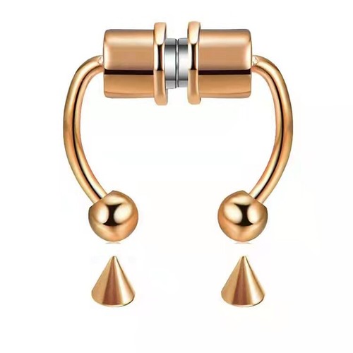 Piercingfrei Edelstahl Fake Nase Septum Magnet Nasen Clicker Ringe 316L - Bild 12 von 13