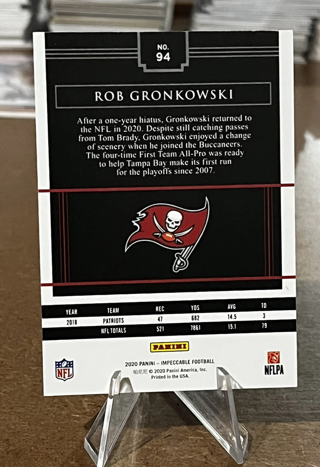 Rob Gronkowski /50 IMPECCABLE SILVER SP 2020 Tampa Bay Buccaneers  - Image 3 of 4