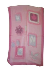 LS001 LIGHT PINK MINI SQUARES FLOWERS 100% SILK OBLONG SCARF SHAWL WRAP 20 X 68"