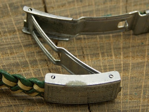 Vintage NOS Unused Watch Band Stainless & Braided Leather Deployment 10mm Ladies - Picture 5 of 5