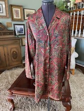 Victoria's Secret Red Green Gold Paisley Sleep Shirt Size M NWOT