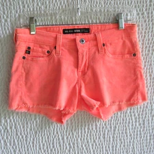 Big Star Neon Soft Corduroy Low Rise Cut Off Shorts 25 XS Vibrant New Pink