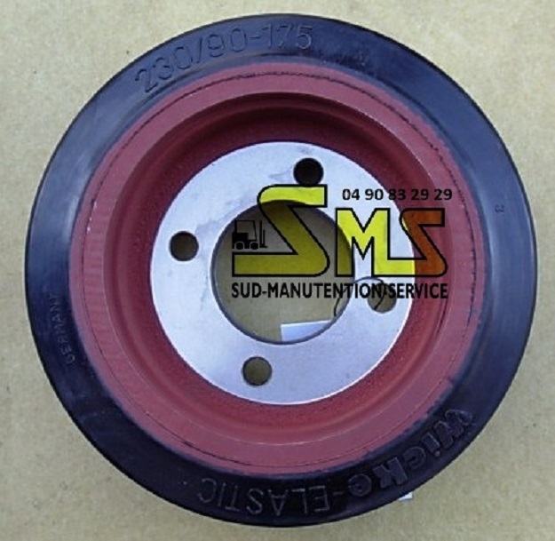 Roue Motrice En Caoutchouc Non Marquant Pour Gerbeur/transpalette électrique Linde Fenwick - Réf. L12, Diamètre 254 Mm