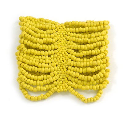 Breites hellgelbes Glasperlen Flex Armband - groß - bis 22 cm Handgelenk