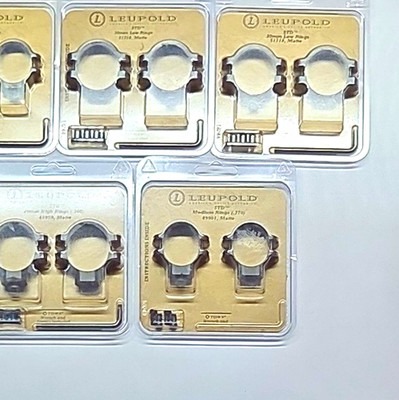5 Sets Leupold STD Scope Rings Black w/ Torx Wrench & Screws. See Pictures. NIB.