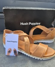 Women's Hush Puppies Gemma Tan Leather Sandals - Size UK 4 (Eur 37) - New