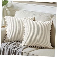 Pack of 2 Boho Decorative Throw Pillow Covers with 18" x 18" Pack of 2 Cream
