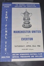 FACup Semi Final Prog Man Utd v Everton- Burnden Park 23/4/66 - Immaculate Cond