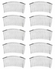 10pcs 20 Teeth Metal Wire Hair Clip Combs Stainless Steel Silver Wedding Veil
