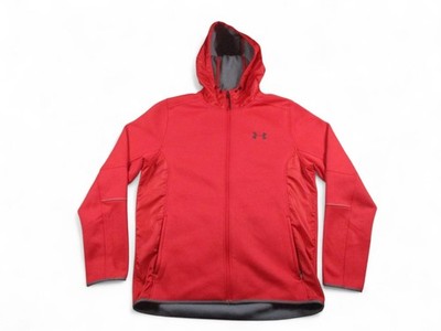 Under Armour Jacket Mens Large Red ColdGear Storm Hooded Full Zip Loose Fit