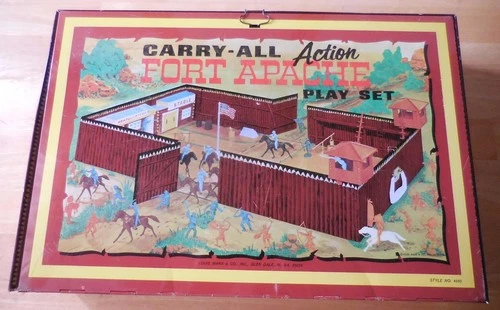 Vintage MARX Fort Apache Action Play Set #4685 Metal Case w/Some Figures