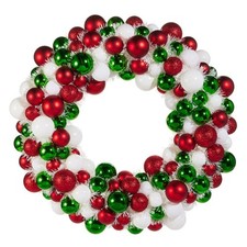 RAZ Imports Red, Green, White Ball Ornament Wreath - 24" W4516430