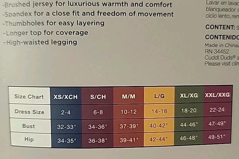 ClimateRight by Cuddl Duds Women's 2-PC Red Base layer Top & Legging Set L-XL