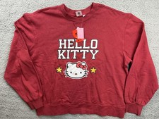 Sanrio Hello Kitty Sweatshirt Womens XL Red Graphic Crewneck Fleece Pullover