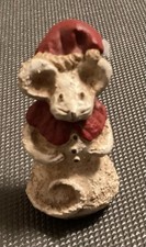 Vintage Wood World Christmas Mouse Figure Made in USA