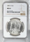 Certified 1891-O Morgan Silver Dollar NGC MS61 $1
