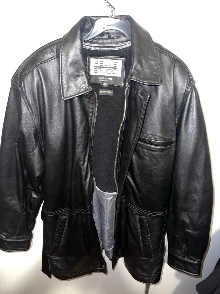 Черное кожаное пальто Pelle Studio Wilsons на молнии спереди. Отличное состояние - Изображение 3 из 4