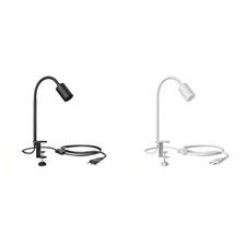 Klemmleuchte, Schwanenhals LELE, Schalter, schwarz matt, 1x E27 max. 60W