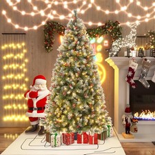 6.5 FT Pre-Lit Christmas Tree Artificial Hinged Christmas Tree