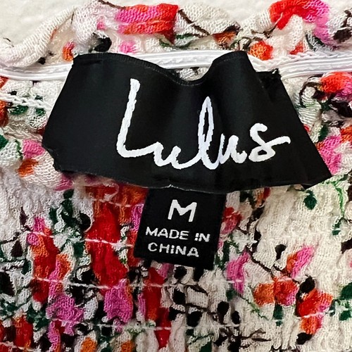 Lulus View The Meadow cremefarbenes Midikleid Blumendruck schulterfrei offene Schlitze Medium - Bild 11 von 11