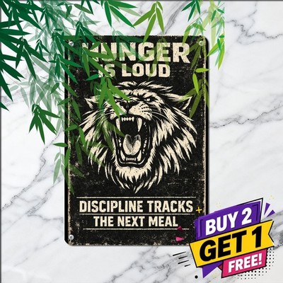 Roaring Lion Head Illustration Wildlife Animal Predator Slogan Metal Tin Sign