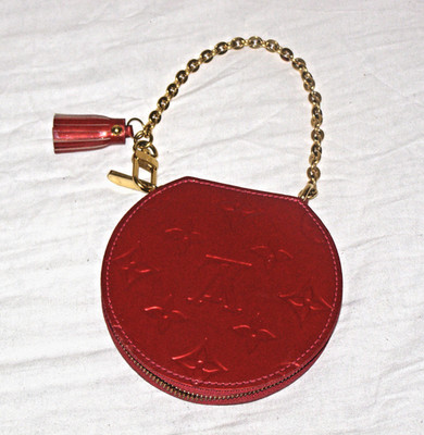 LOUIS VUITTON Paris Monogram Porte-Monnaie Mini Coin Case Red 100% Vernis
