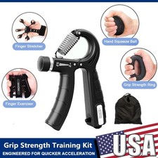 5pcs Grip Trainer Kit Adjustable Hand Gripper Finger Exerciser Stress Ball Set