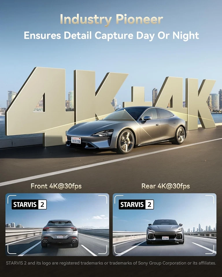 REDTIGER F77 Dash Camera 4K+4K Starvis2 128GB 5.8GHz WIFI Voice Control - image 3 of 4