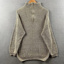 Eddie Bauer Sweater Mens Large Oatmeal 1/4 Zip Fisherman Knit Heavy 90s Vintage