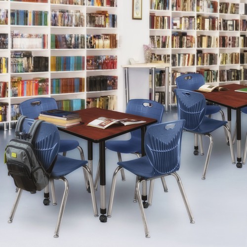 Regency Kee 30 in. Square Mobile Adjustable Classroom Table & 4 Andy 18 in. - Picture 2 of 48
