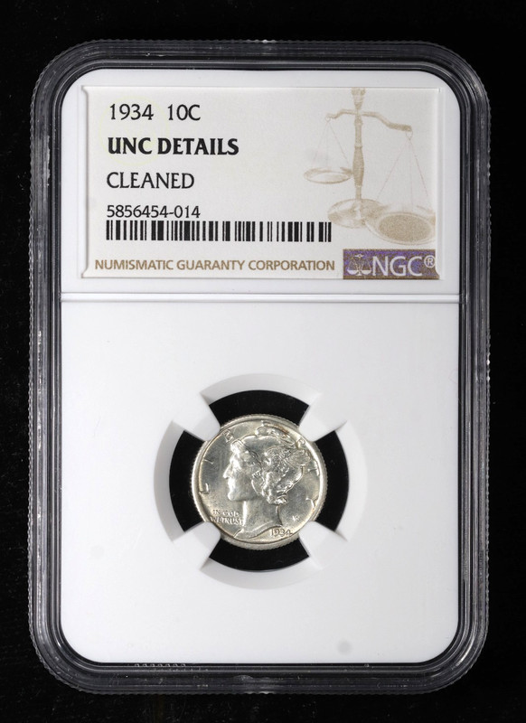 1934 Mercury Dime 10C NGC UNC Details