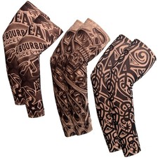 Unisex 3 Pairs Tattoo Arm Sleeves Summer Ice-Cool Sun UV Protection Outdoor
