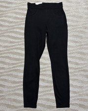 HUE Black Yoga Stretch Denim High Rise Back Pockets Full Length Legging Sz S 4-6
