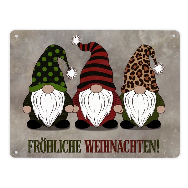 Drei Wichtel - FröHliche Weihnachten Metallschild XL In 21X28 Cm-image