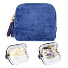 Travel Jewelry Cases 6-Layer Velvet Zipper Pouch Bag Jewelry Organizer Cases